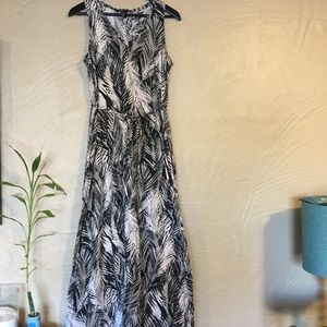 H&M Black and White Palm Leaves Maxi Dress
